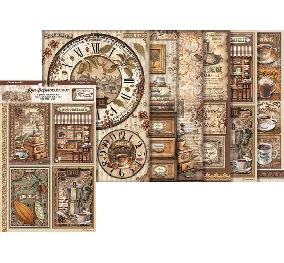 Assortimento di seta di paglia con motivi "Caffè e cioccolato".