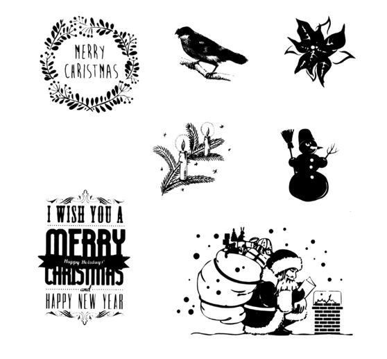 Punching forms and stamp set "Merry Christmas"