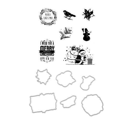 Punching forms and stamp set "Merry Christmas"