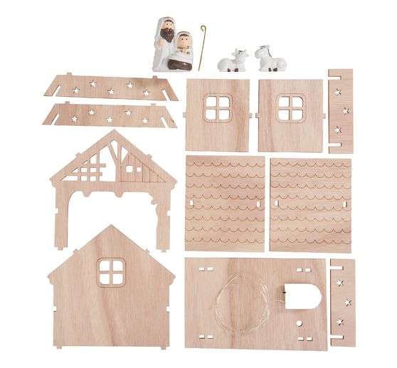 VBS Wooden building kit "Christmas crib with figures"