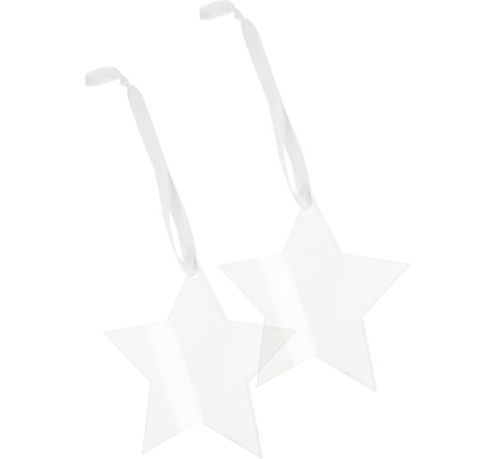 Acrylic decoration pendant "Star" with ribbon, set of 2