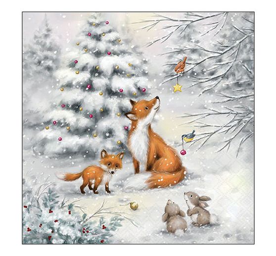Napkin "Forest animals in the winter forest"