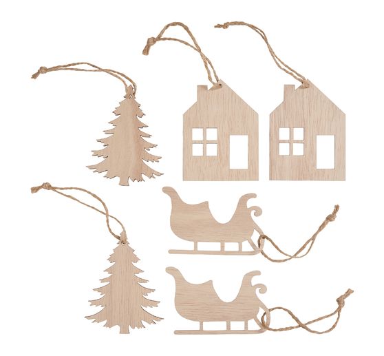 VBS Wooden decoration pendants "Winter motifs"