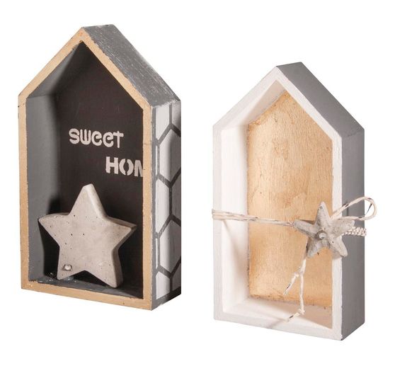 Cornice di legno "Case - Alto", set di 2