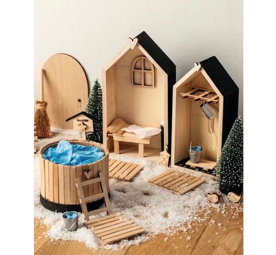 Cornice di legno "Case - Alto", set di 2