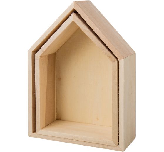 Cornice in legno "Houses - Wide", set di 2
