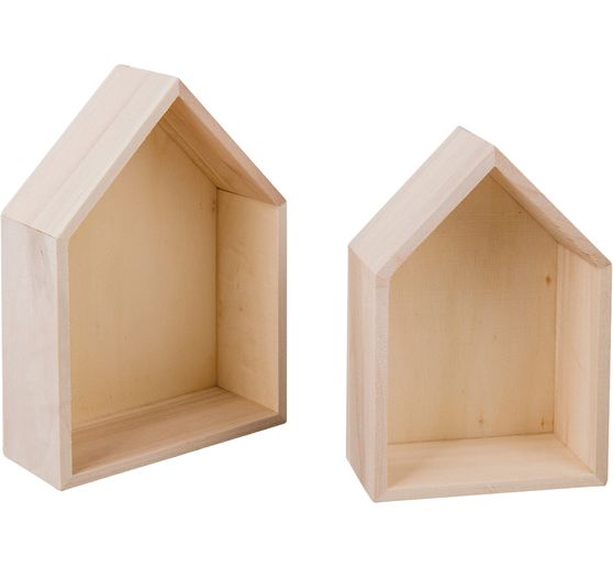 Cornice in legno "Houses - Wide", set di 2