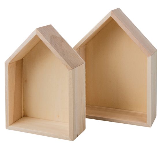 Cornice in legno "Houses - Wide", set di 2