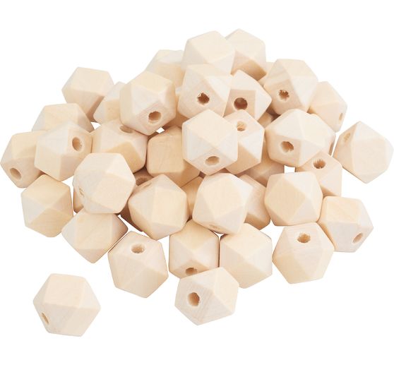 VBS XXL Craft wooden bead "Diamond", 50 pcs.