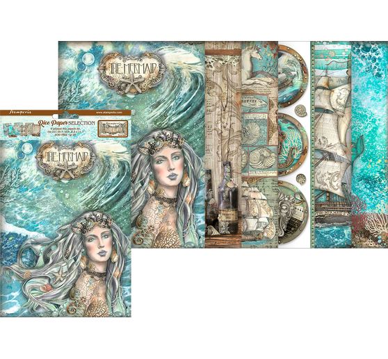 Assortimento di seta di paglia con motivi "Canzoni del mare".