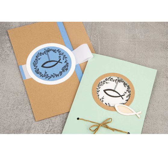 BUTTERER Stamp "Festive wreath with fish"