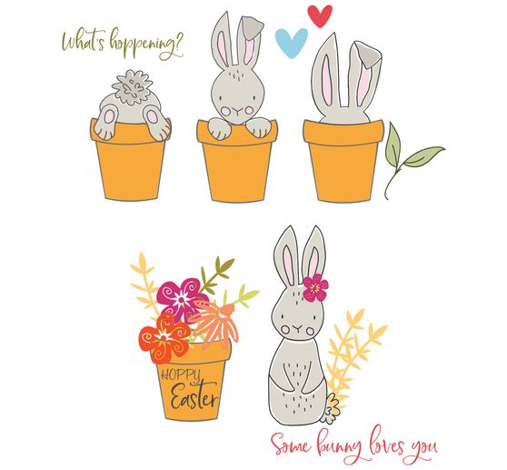 Sizzix Clear Stamps Set by Catherine Pooler "Bunny Bits & Blooms"