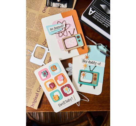 Fustella Sizzix Thinlits "Vault Atomic Retro di Tim Holtz".