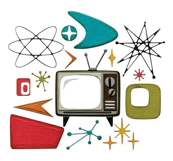 Fustella Sizzix Thinlits "Vault Atomic Retro di Tim Holtz".