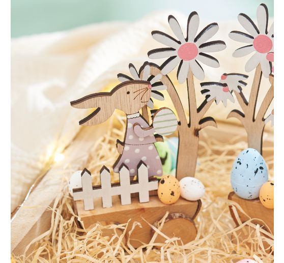 Kit di montaggio in legno VBS "Coniglietti di Pasqua da corsa".