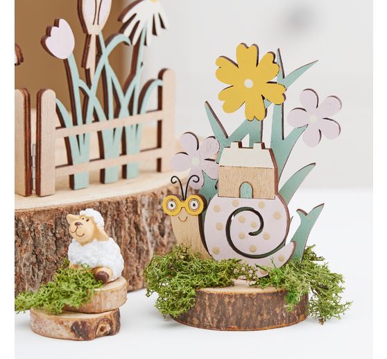 VBS Kit di montaggio in legno su disco di corteccia "Herbie la lumaca".