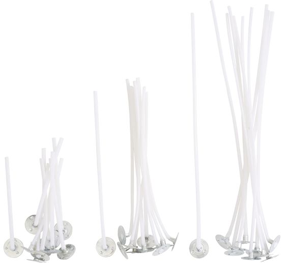 Stoppini per candele in cera con base in metallo, 3 misure diverse. misure