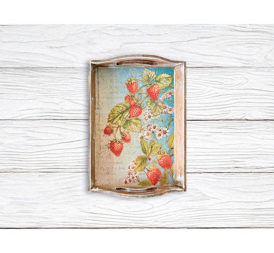 Motif straw silk "Hidden Grove - Strawberries"