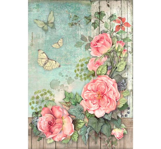 House of Roses - Seta di paglia con motivi "Angolo dei fiori".