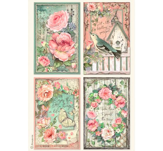 Assortimento di sete di paglia con motivi "House of Roses", set di 6 pezzi