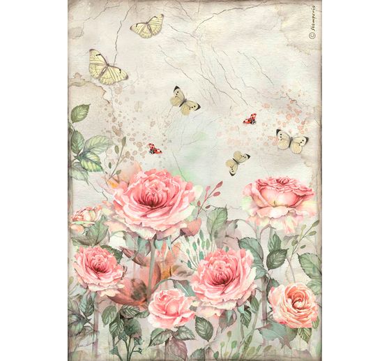 Assortimento di sete di paglia con motivi "House of Roses", set di 6 pezzi