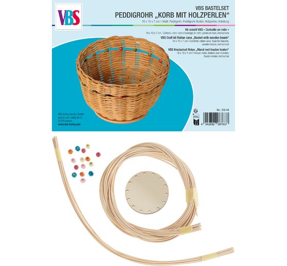 VBS Craft kit Rattan cane "Basket with wooden beads"