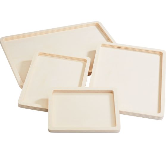 VBS Vassoi piatti in legno, set di 4 pezzi