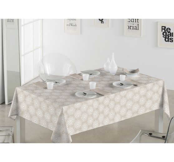Motif fabric linen look "Mandala circles lace"