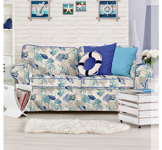 Motif fabric linen look "Azzurro"