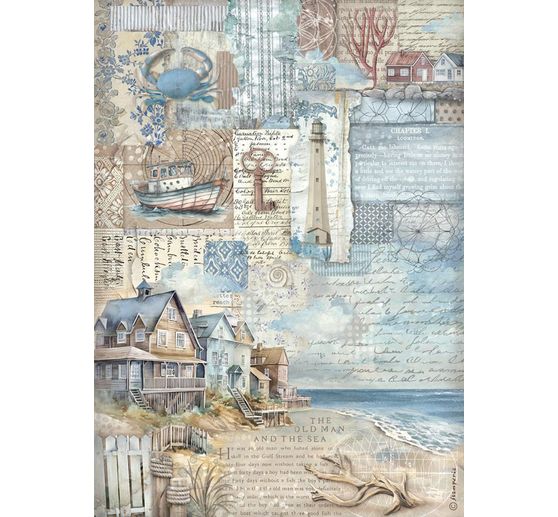 Seta di paglia con motivi "Mare silenzioso - Paesaggio".