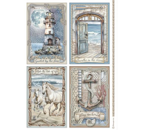 Seta di paglia con motivi "Mare silenzioso - Carte".