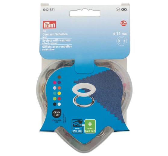 Prym Eyelets with discs Coloured, Ø 11 mm, in heart box