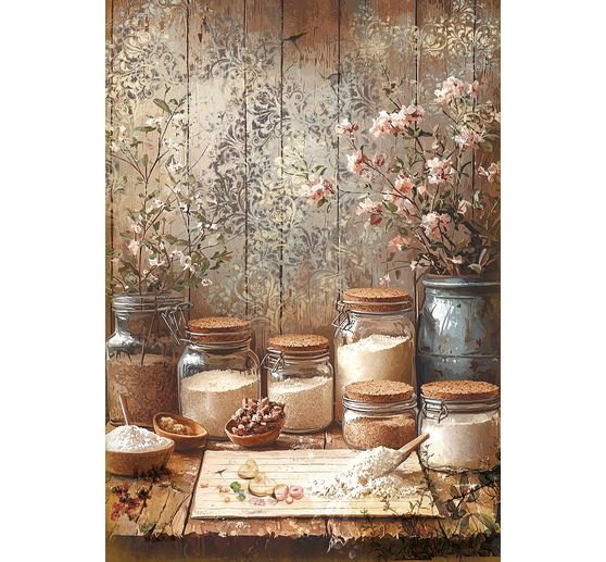 Assortimento di sete di paglia con motivi "Cookbook", set di 8 pezzi