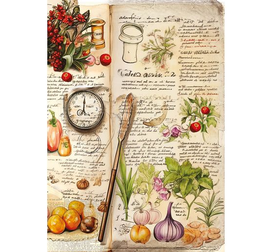 Assortimento di sete di paglia con motivi "Cookbook", set di 8 pezzi