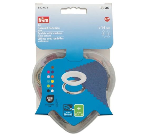 Prym Eyelets with discs Coloured, Ø 14 mm, in heart box