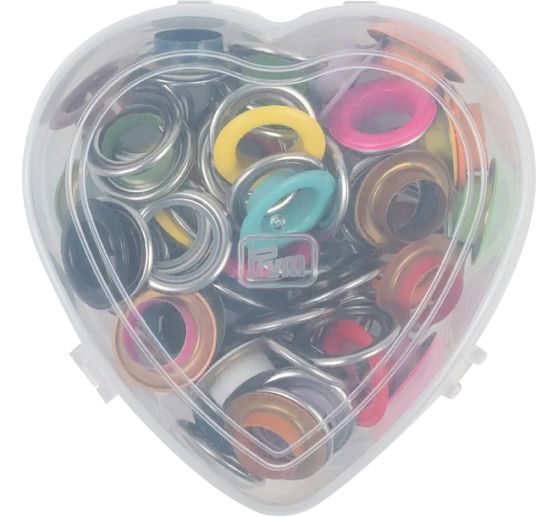 Prym Eyelets with discs Coloured, Ø 14 mm, in heart box