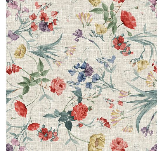 Decoration fabric linen optics "Summer flowers"