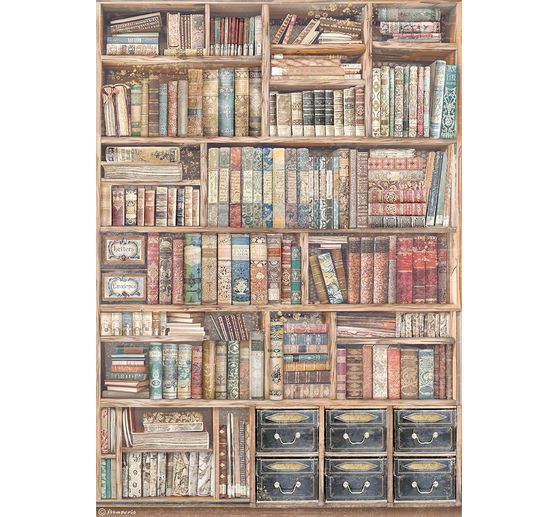 Motif straw silk "Venice City of Art - Vintage Books"