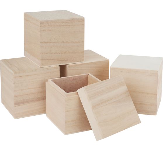 VBS Scatola di legno "Cube", 5 pezzi