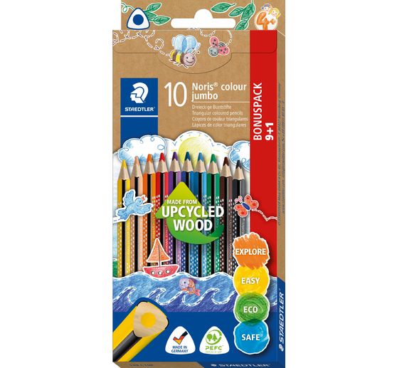STAEDTLER Noris colour "Jumbo colored pencils", set of 9 + 1 free