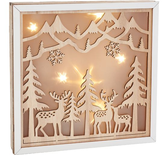 Kit di costruzione in legno "Cervi nella foresta", incl. LED