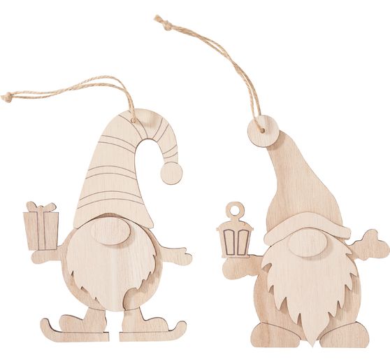 VBS Wooden decoration pendant "Gnome", set of 2
