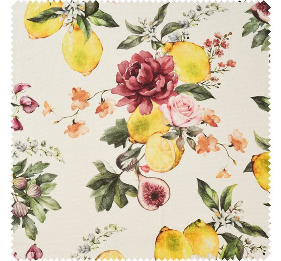 Cotton fabric "Lemon and Roses"