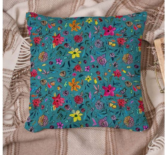 Polyester fabric "Floral Turquoise"