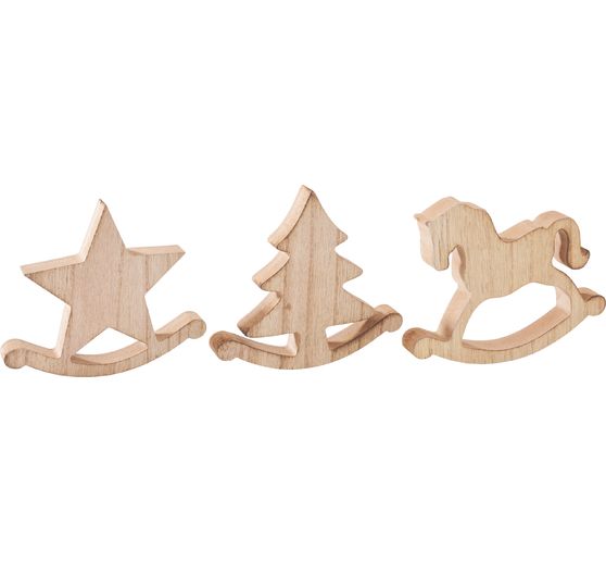 VBS Wooden swing figures "Horse, fir tree and star", set of 3