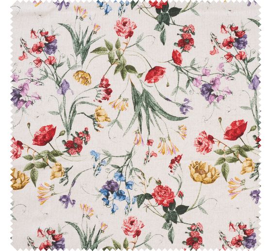 Decoration fabric linen optics "Summer flowers"