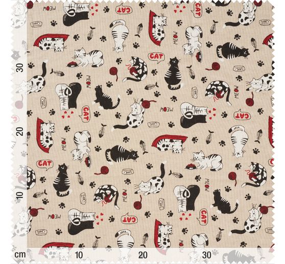 Decoration fabric linen optics "Cats"