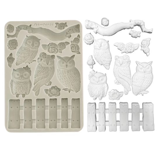 Stampo in silicone A5 "La casa del gufo - Gufi e rami".