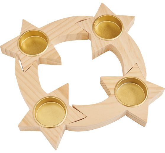 Wooden metal Advent ring "Stars", to put together