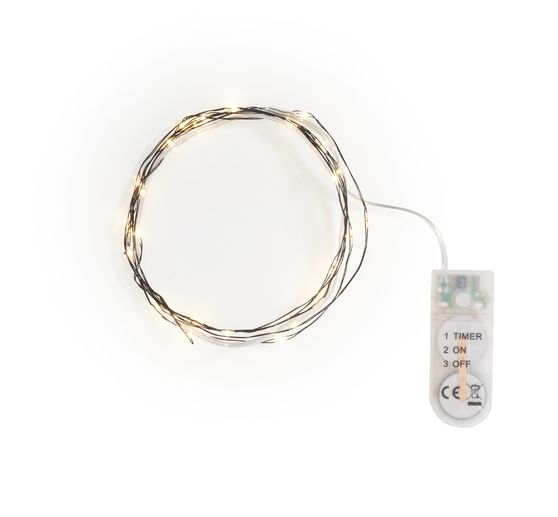 Micro LED chain of lights, with timer, black wire, 30 LEDs